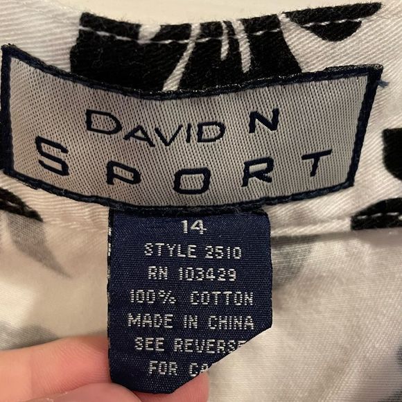 David N Sport Black and White Hawaiian Tropical Floral High Waist Cotton Skirt - Picture 5 of 6